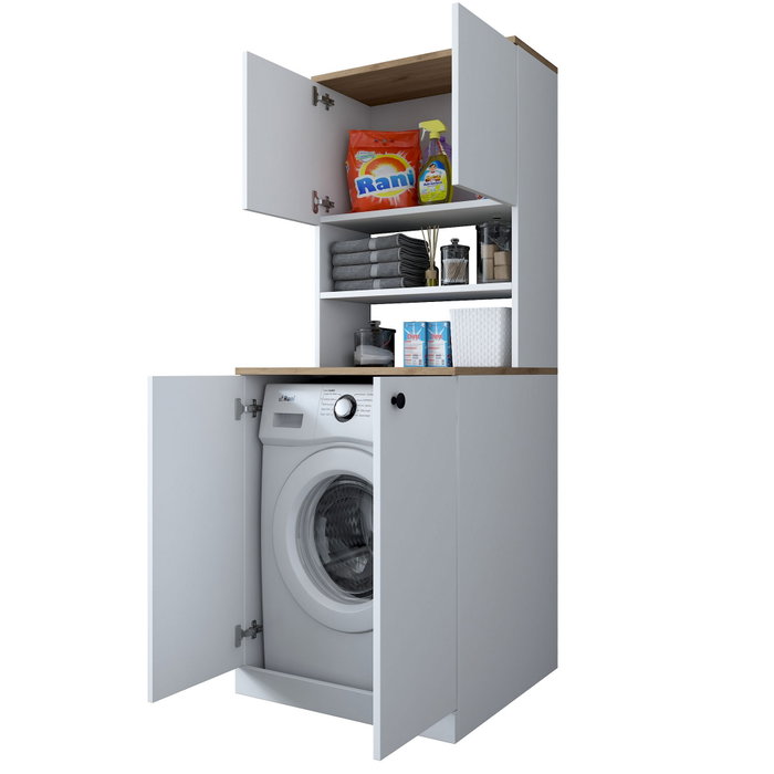 Hanah Home Armario para Lavadora KD102 - 2160 - Nogal, Organizador Funcional para Lavadero